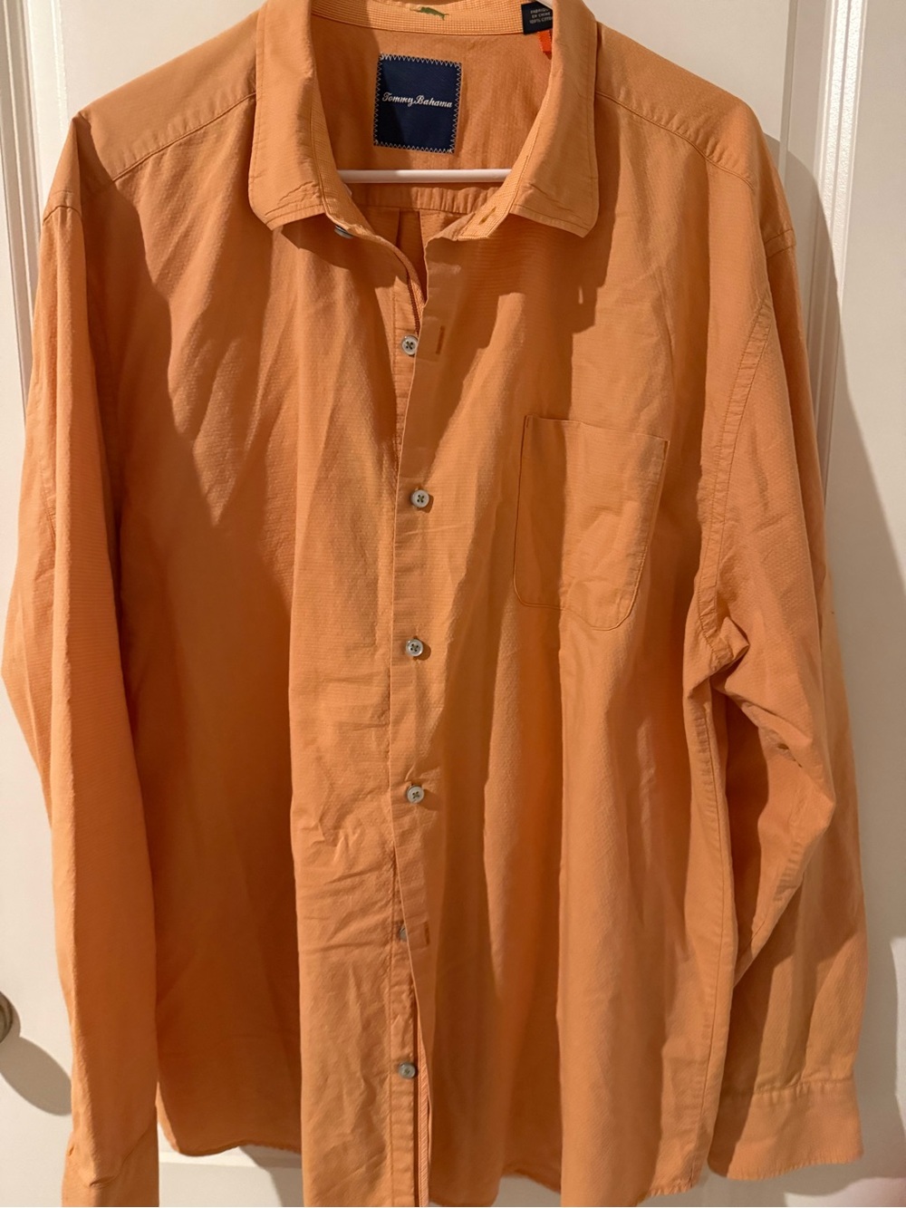 Tommy Bahama Men's Coral-Orange Long Sleeve Button-Down Shirt